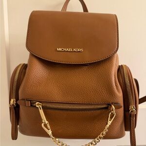 Michael Kors Tan Leather Backpack with Gold Accents